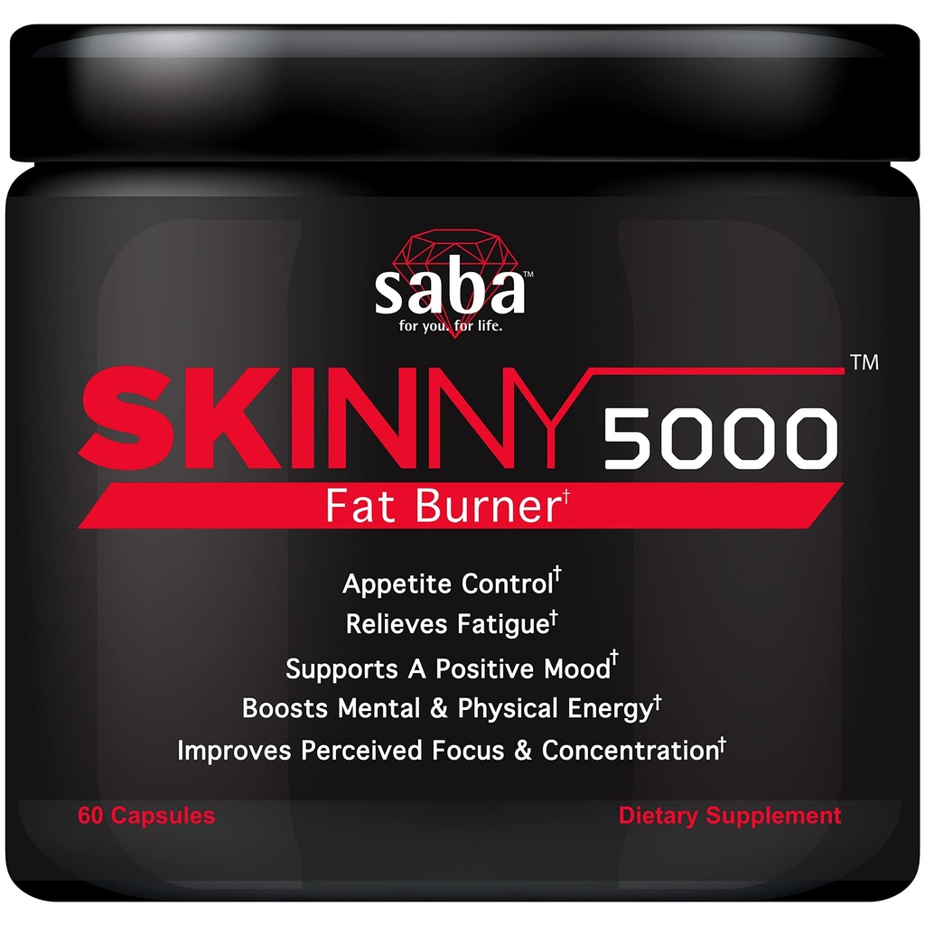 Saba Skinny 5000 -Fat tap -Weight Loss-Appetite Control -Mild Jitter-Free Energy- Focus -60 Kapsler