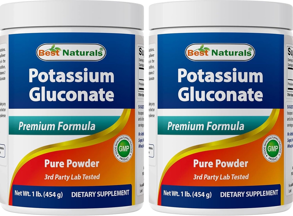 Beste Naturals Kalium Gluconate 1lb pulver (1 LB (pakke med 2))