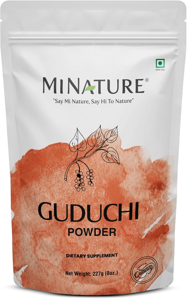 Minatur Guduchi (Giloy) pulver | (Tinospora Cordifolia) | Støtter sunn digestion | Immunity Booster® Indisk Giloy pulver | Forseglbar Zip Lock Pouch | 227g (8oz)