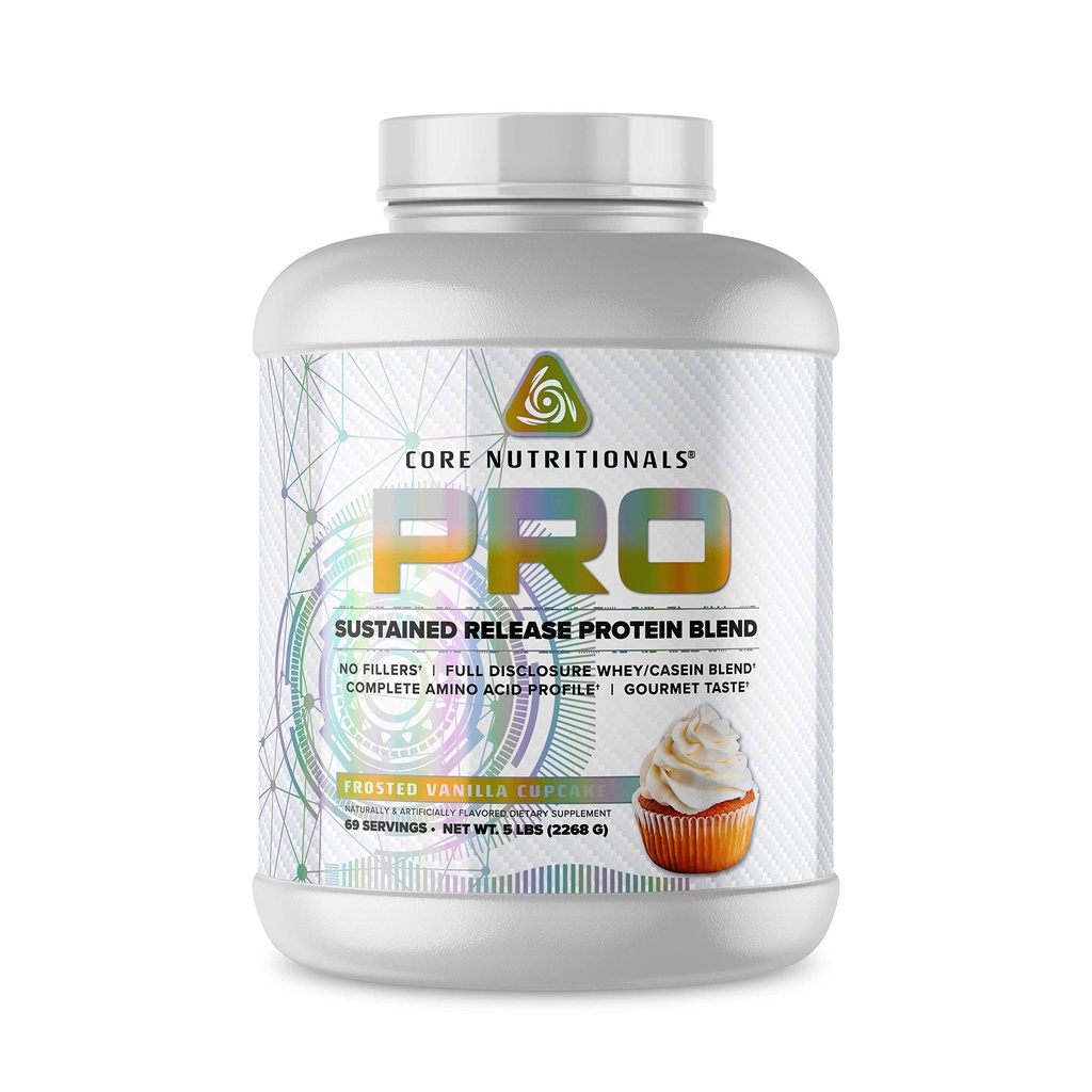 Core Nutritionals Protamin blanding, Digestiv Enzym blanding, 25G protein, 2G karbohydrater, 69 serveringer (Frosted Vanilla Cupcake)