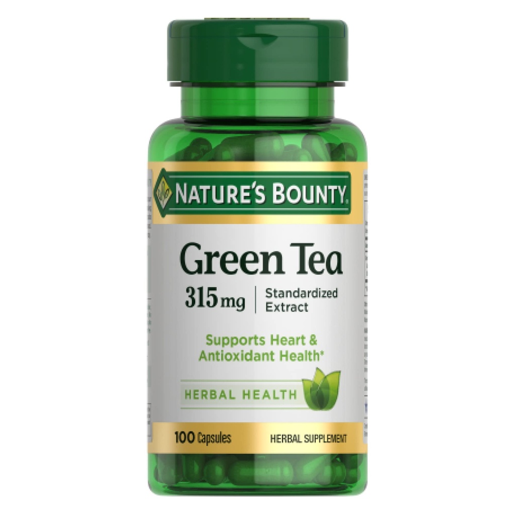 Naturens Bounty grønn te piller og herbal helse supplement, støtter hjerte og antioksidant helse, 315 mg, 100 kapsler