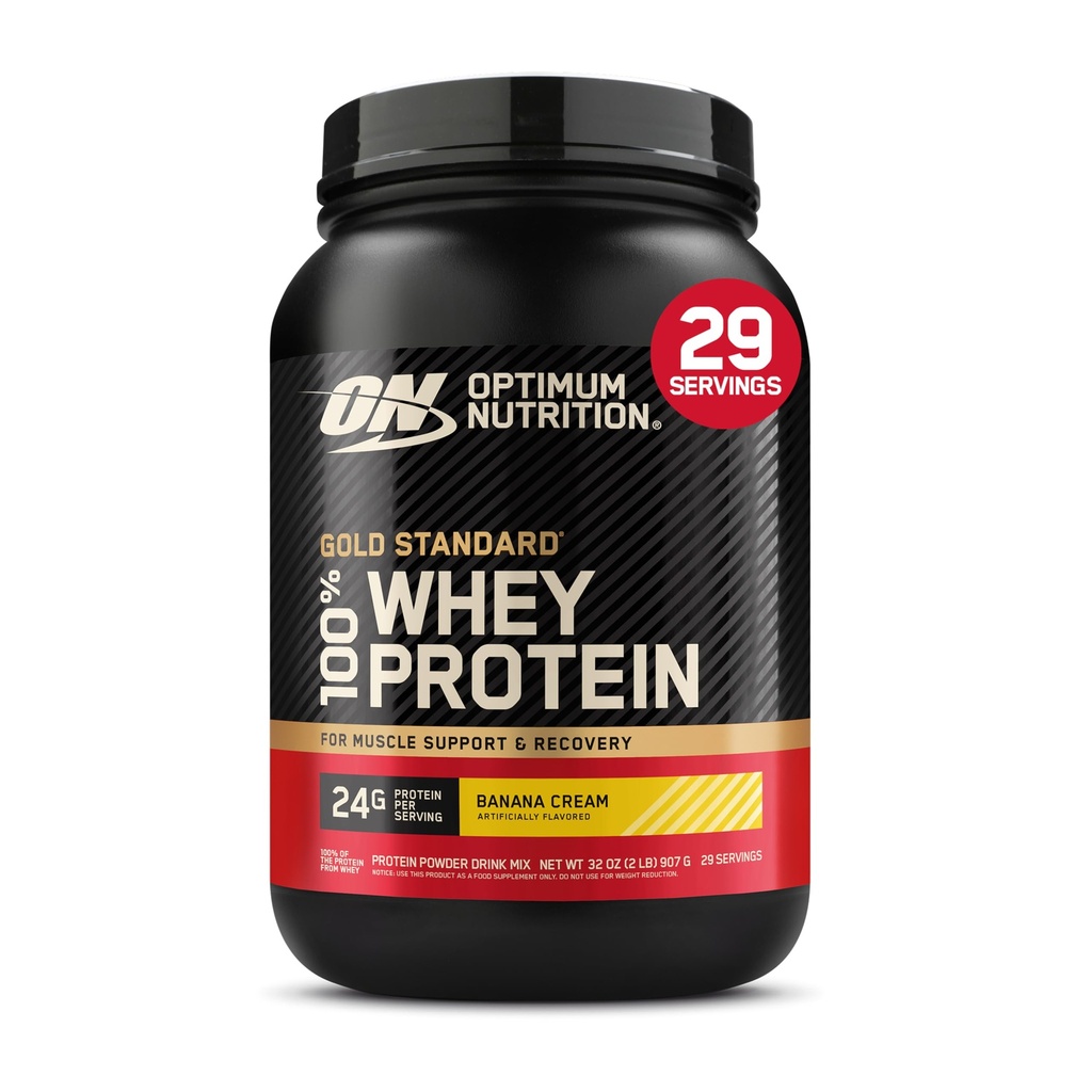 Optimum Ernæring Gull Standard 100% Whey Protein pulver, banan krem, 2 pund (Packing May Vary)