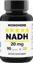 MONOHERB NADH 20 mg - 90 vegetariske kapsler - Redusert Nikotinamid Adenin Dinucleotid Supplement