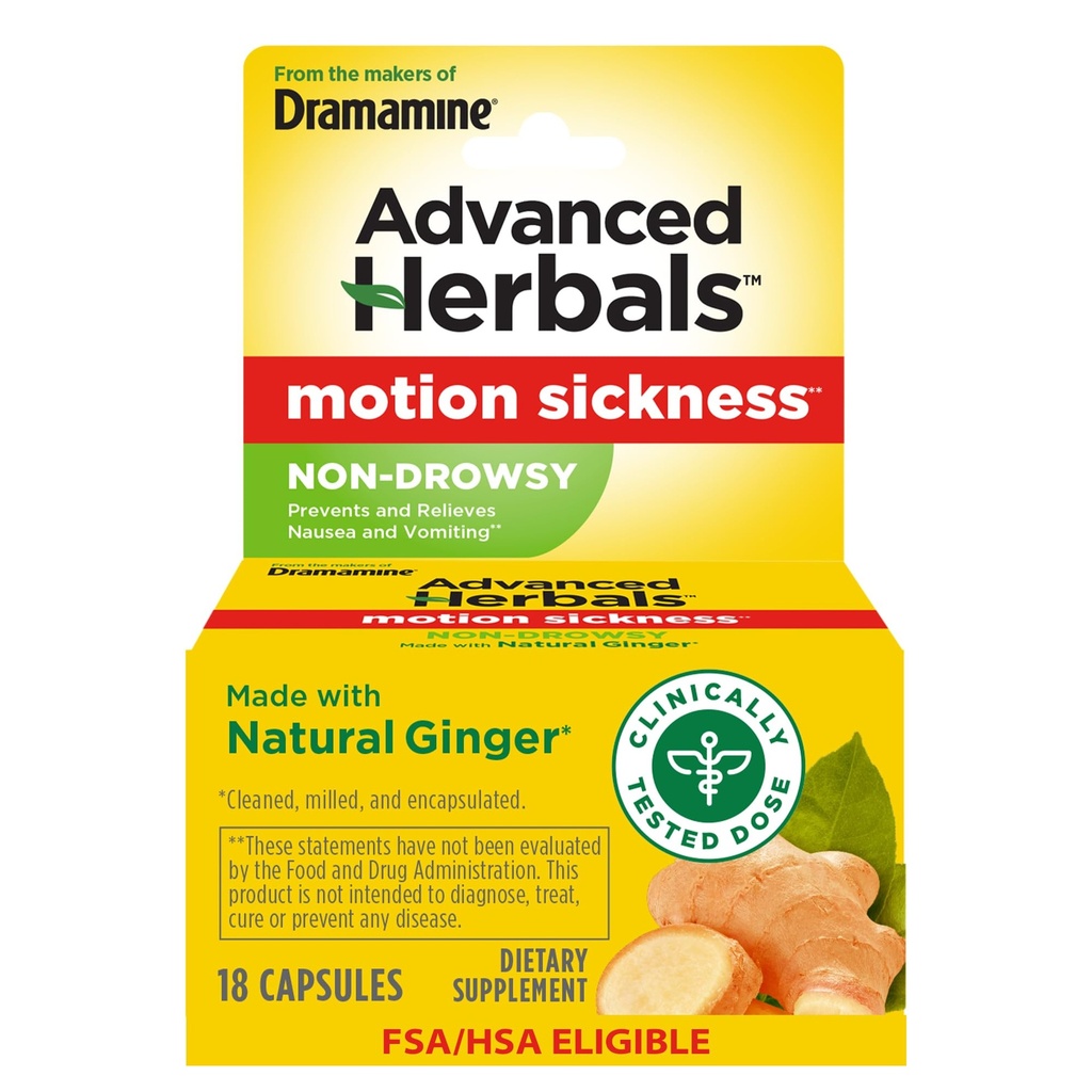 Fra skapere av dramamin, avanserte urter, ikke-Drowsy, bevegelsessyke lindring, laget med naturlig ginger, 18 greve