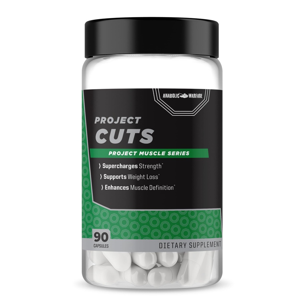 Anabole Warfare prosjekt Cuts, Kroppsrekomponering, Muskeldefinisjon, Stimulant-fri, laget med Botanicals* (90 kapsler)