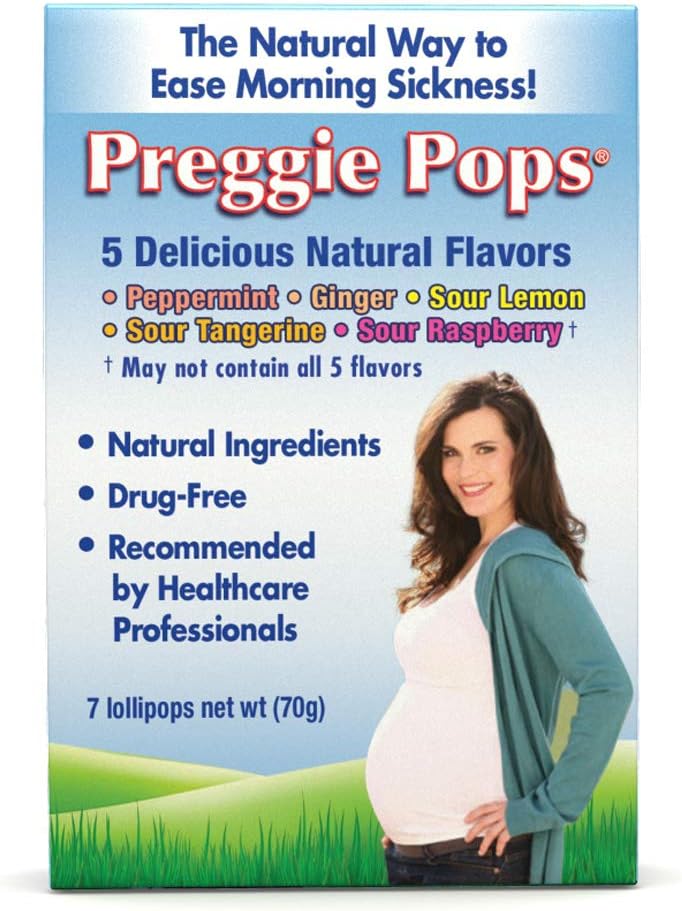 Preggie Pops | 7 Lollipops | Morgensykhet og kvalme lindring under svangerskapet | Trygg for gravide mamma og baby | Glutenfri | 7 Flavors: sitron, bringebær, peppermynte & mer