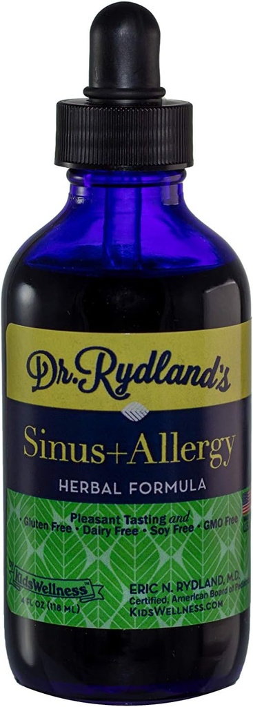 Dr. Rydlands Herbal Supplement | Laget av KidsWellness | Trygg og effektiv for spedbarn til voksne | Sinus & Allergy | Relieves Sinusitis, Allergier, Sinus Hodepiner | 4 Ounce Flaske