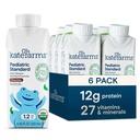 KATE FARMS Organic Pediatric 1.2 høy kalorie sjokolade ernæringshake, 12g protein, 27 vitaminer og mineraler, måltid erstatning, 8.45 oz (6 pakke)