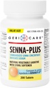GeriCare Senna Plus Naturlig Laxativ med Stool Softener, Dokusat Natrium 50 mg, Sennosider 8,6 mg, 200 tabletter (pakke med 1)