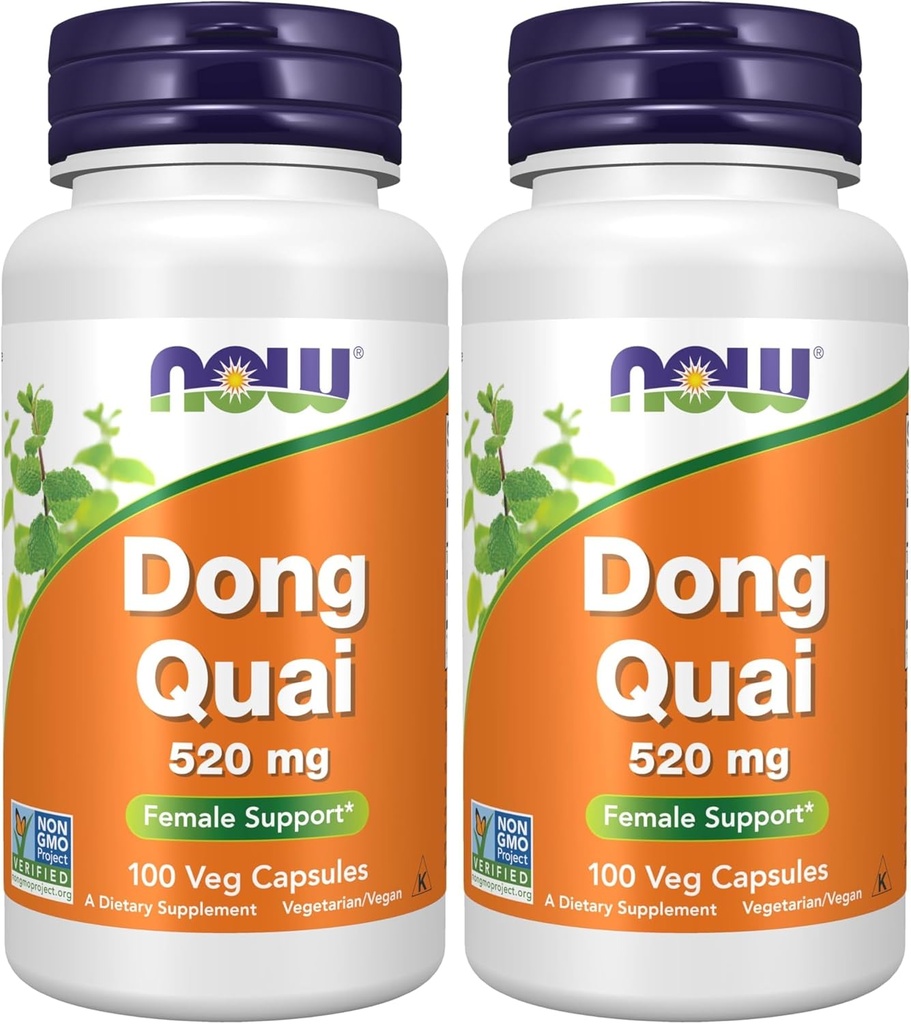 NÅ Supplements, Dong Quai (Angelica sinensis) 520 mg, kvinnelig støtte*, 100 Veg Capsules (Pack of 2)