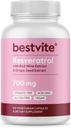 BESTVITE Resveratrol 700mg (120 Vegetariske kapsler) med rødvin ekstrakt & kornfrø ekstrakt - Standardisert til 50% TransResveratrol - Ingen stearates - Vegan - ikke GMO - Glutenfri