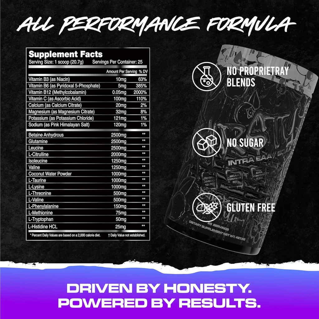KILO LABS BCAA pulver | Thirsty BCAA & EAA Intra Workout pulver og elektrolyte Hydration Drink | støtter utholdenhet og muskelvekst, 12,8g Total Aminos | 25 serveringer