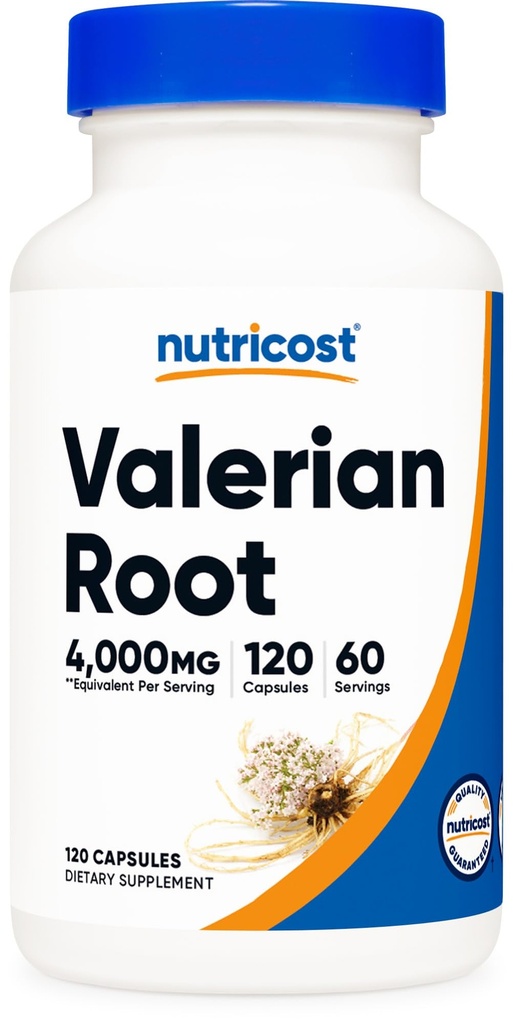 Nutricost Valerian Root Capsules (1000mg Per Serving) 120 Capsules - 4000mg Ekvivalent Per Serving (4:1 Ekstrakt), Vegetariske Caps, Glutenfri, Ikke-GMO