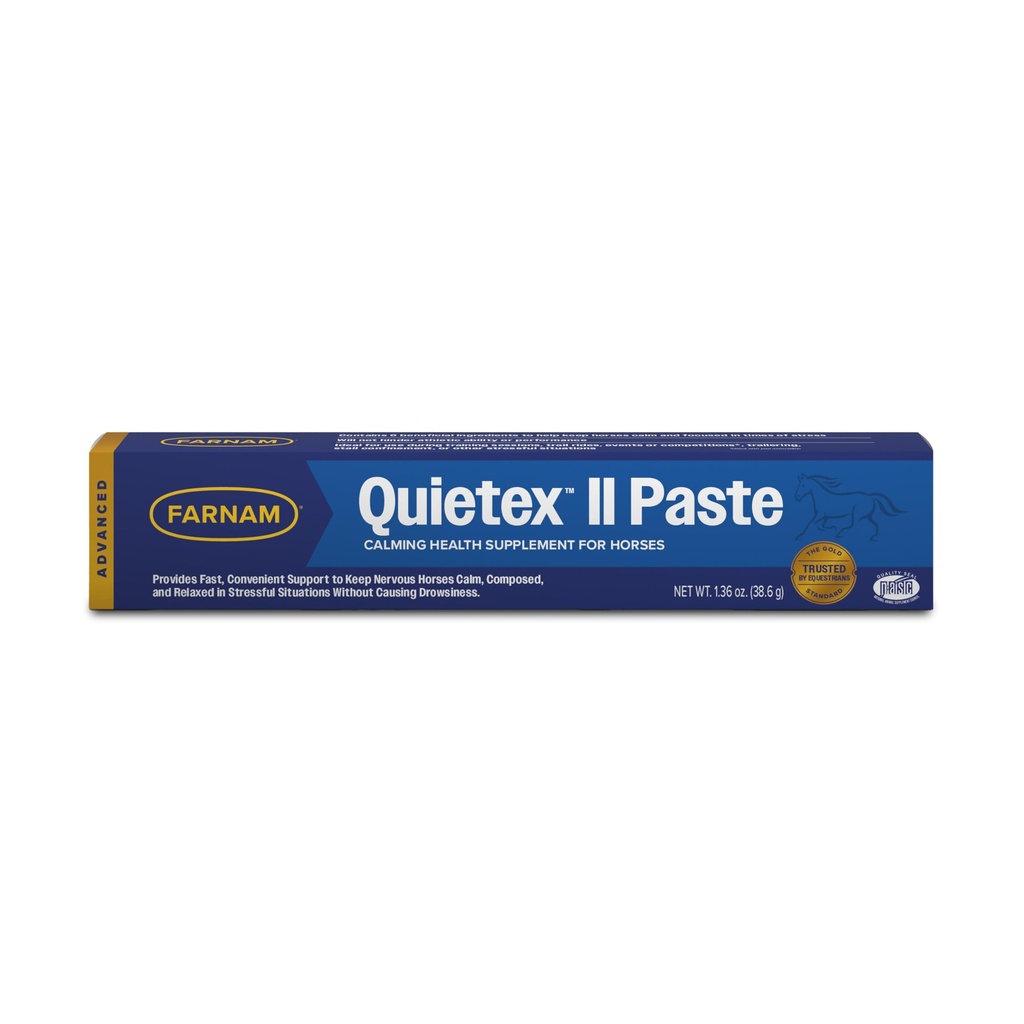 Farnam Quietex II Horse Calming Supplement Paste for hester, hjelper med å håndtere nervøs oppførsel og holde hestene rolige og komponert i stressende situasjoner, 32,5 ml sprøyte