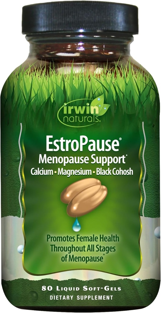 Irwin Naturals Estro pause Menopause støtte - 80 flytende Softgels - fremmer kvinnelig helse gjennom alle stadier av Menopause med kalsium, magnesium og svart cohosh