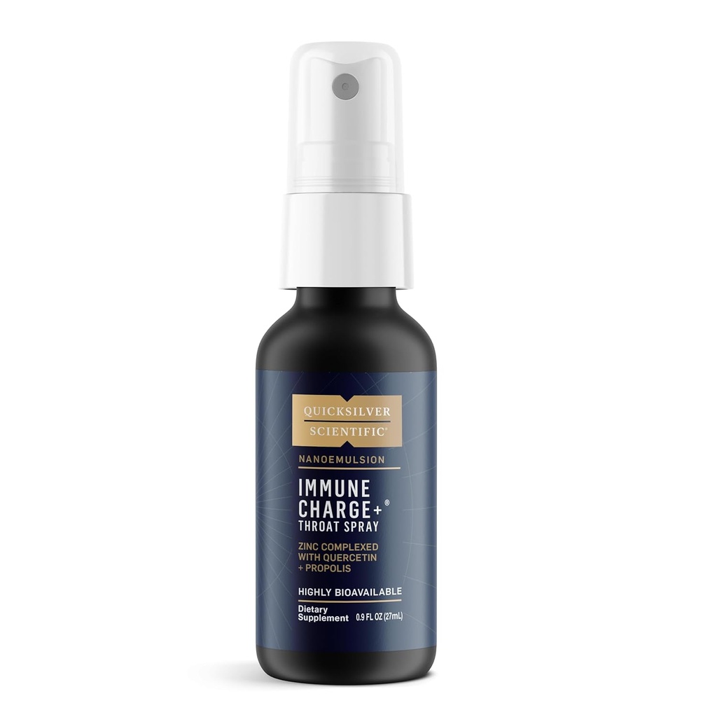 Quicksilver Scientific Immuno Charge + Sink Throat Spray - Immune Support Liquid Sink Supplement med Quercetin - 'Throat Coat' med Liposomal Absorpsjon teknologi (0,9 fl oz / 27ml)