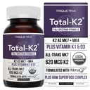 K2® vitamin K2 som MK7 & MK4 Plus K1 & vitamin D3 kofaktor - 620 mg K2 per servering - All-Trans MK7 fra MenaQ7® - Full-Spectrum Vitamin K - Vegansk, organisk sertifisert (60 kapsler)