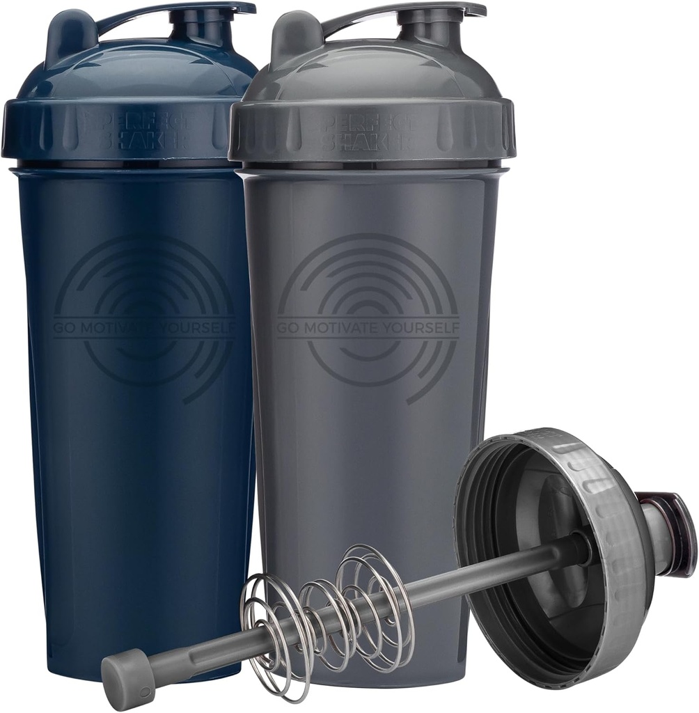 28-Ounce Shaker Flaske med Action-Rod Mixer | Shaker Cups med Motivasjons sitater | Protein Shaker Flaske er BPA Gratis og oppvaskmaskin trygt | Gray & Navy