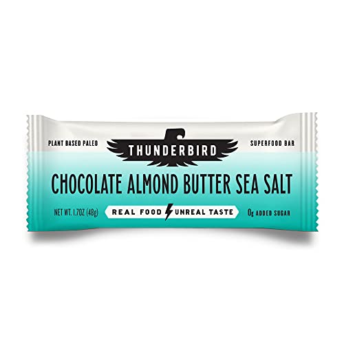 Thunderbird Bars Energi Snack, Glutenfri med Protein, Sunn Real Food, Vegansk Paleo Non-GMO, Ingen tilsatt sukker, Sjokolade Almond Butter Sea Salt Flavor (12 greve, 1.7 oz. Barer)