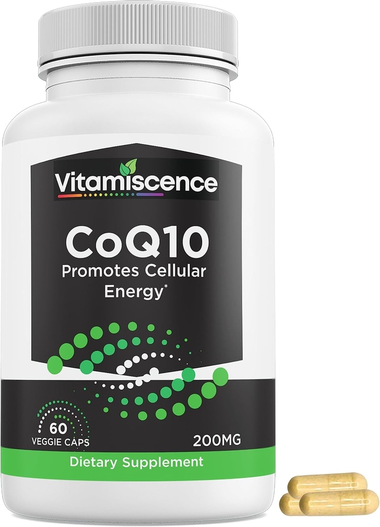 CoQ10, En pakke, 200 mg, 60 kapsler telling. Fremmer Cellular Energy, Antioksidant, Co q10 Kosttilskudd, for menn og kvinner.
