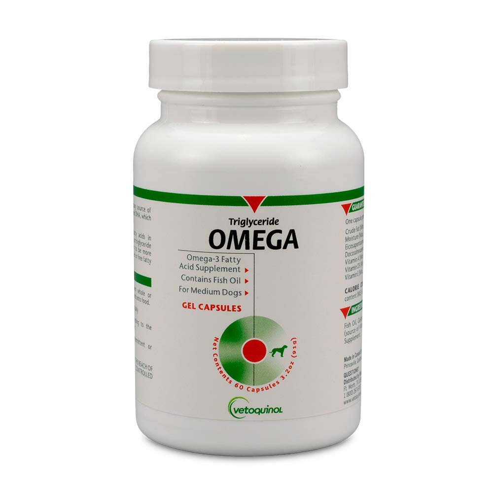 Vetokinol Triglycerid Omega Hund Supplement Kapsler, Medium-Breed: 30-60 lbs, 60ct
