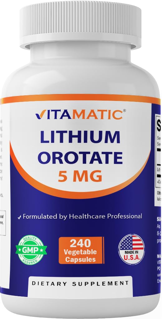 Vitamatisk litiumorotat 5 mg, 240 Veggie kapsler, ikke-GMO, Glutenfri.