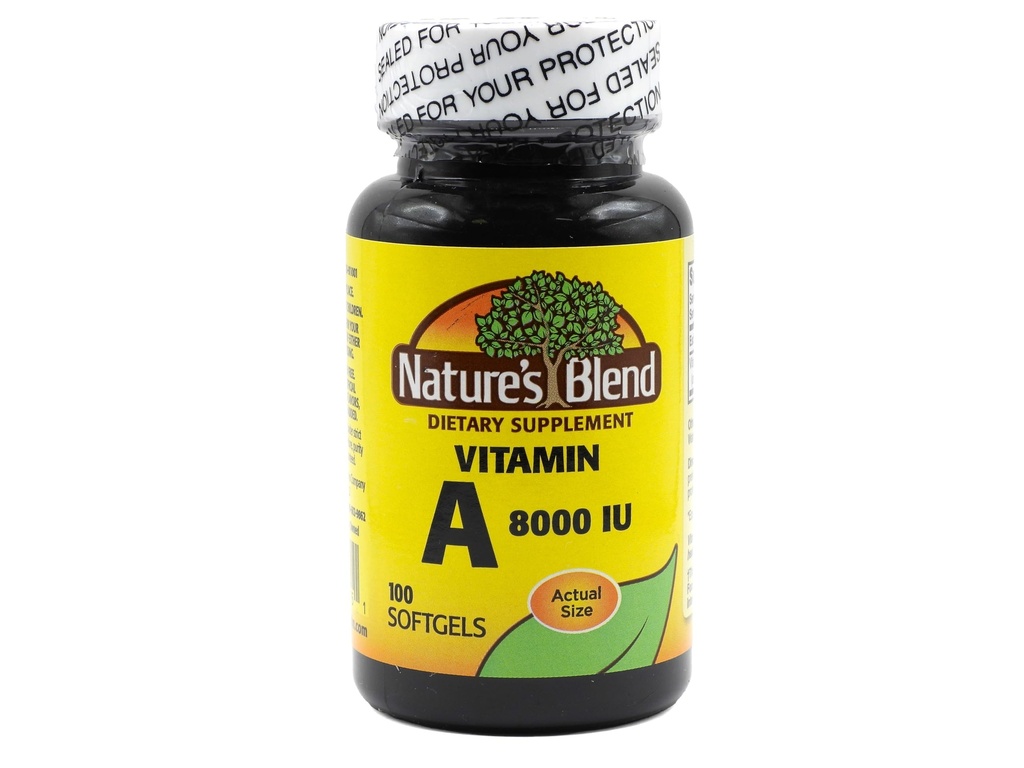 Naturens blanding vitamin A 8000 IU - 100 Softgels - Støtter øyehelse, immunfunksjon for visjon støtte