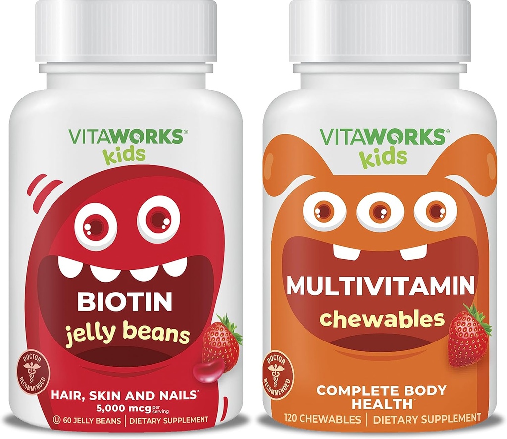 Kids Biotin 5000mg Jelly Beans + Multivitamin Chewables