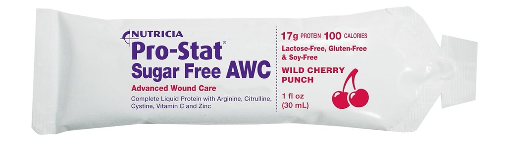 Pro-Stat AWC Sukkerfri Proteinpakker, Wild Cherry Punch, 1 oz (96 greve) - medisinsk mat for sårpleie, Muskelgjenvinning, Laktose og Glutenfri Supplement