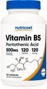 Nutricost Pantotensyre (Vitamin B5) 500 mg, 120 kapsler