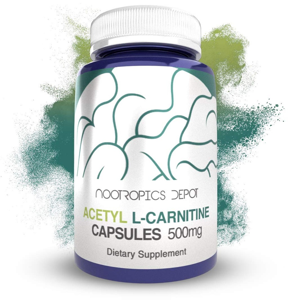 Nootropics Depot Acetyl L-karnitinkapsler | 500 mg | 90 greve | HCL Form | Energitilskudd | Støtter Mitokondrial funksjon | ALCAR HCL