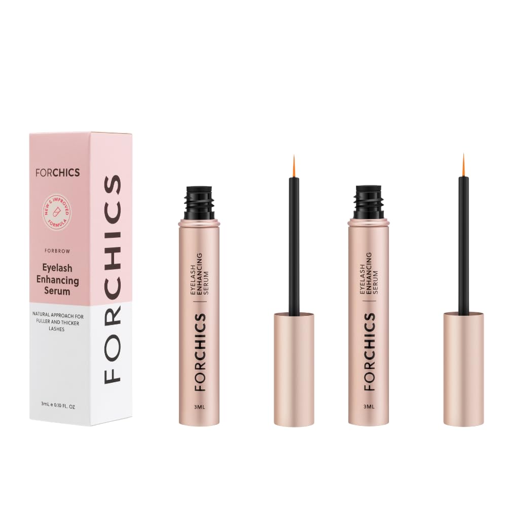 ForLash av ForChics: 2 Pack Ultimate Eyelash Hormone-fri vekst serum for forbedret Fuller, Thicker, Longer Lashes - Reprogress Booster, Organisk Formula, Vegan & Cruelty-Free