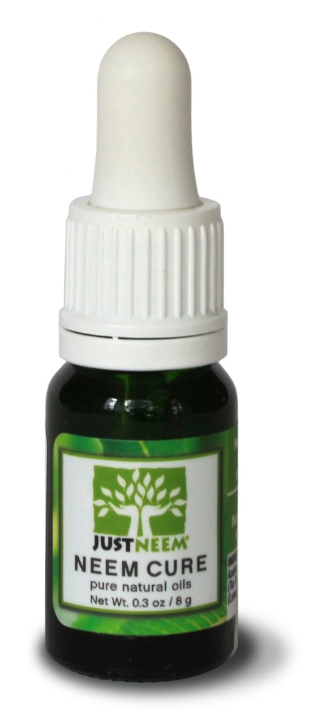 JustNeem Neem Cure Oil - Naturlig - Best på Acne, Psoriasis, Eczema, Rosacea, Cold Sores, Toe Nails, Bug og Spider Bites og andre hud irritasjoner. med Dropper Cap Applikator. - 0,3 oz