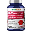 NusaPure D-Mannose Complex 1400 mg (med Hibiscus og Cranberry) - 180 Veggie Caps.
