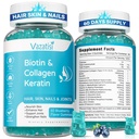 2 Pack Biotin Gummies med collagen og keratin for hår hud negler- kvinner menn, barn - 120 blåbær flavored gummi