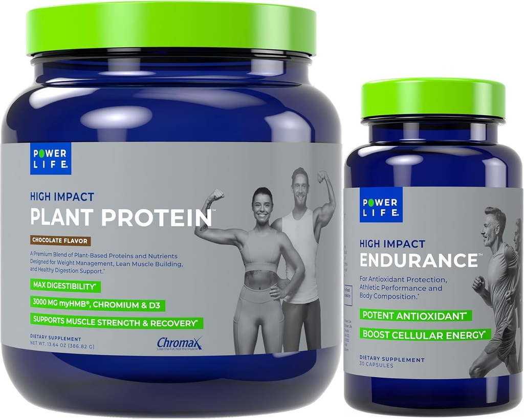 POWERLIFE høy effekt planteprotein (chokolat - ny formel) med 3000 MG HMB, Ingen sukker tilsatt, ikke-GMO høy effekt utholdenhet