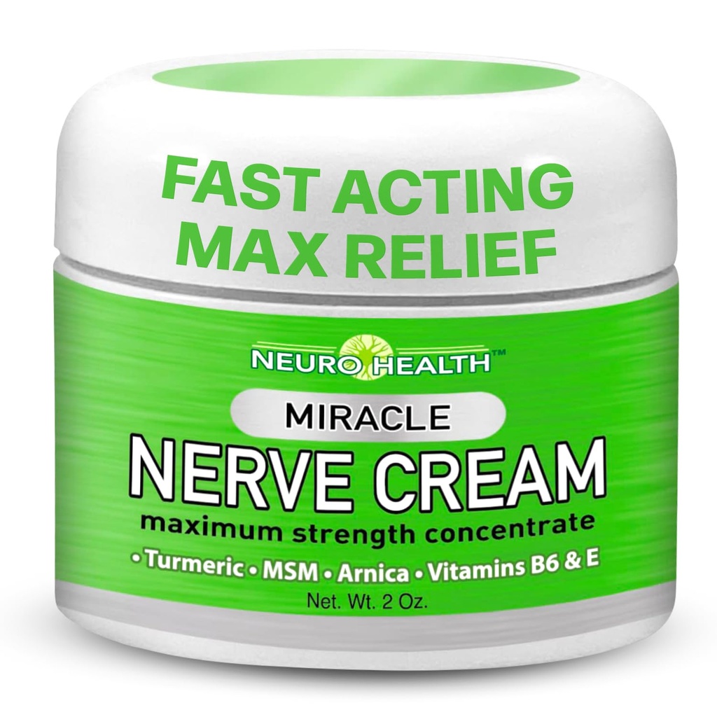 Miracle Nerve Cream - Maks styrke - gurkemeie og Arnica blanding for nevropati Discomfort Relief - Soothing Foot & Hand Formula med MSM, B6, E - laget i USA