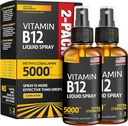 (2 pakke) - Væske B12 Spray 5000 mg - vitamin B12 Sublingual - Vegansk B12 Vitamin Spray - Metylkobalamin vitamin B12 Flytende Økninger Energi & Mood - Glutenfri og ikke-GMO