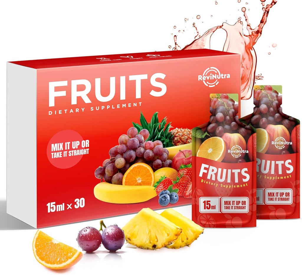 Super Fruit Liquid Juice - 30 Pouches Superfoods Frukt Supplement for kvinner, menn og barn - Støtte Energi, immunitet, Digestion og metabolisme - Vegan, 30 dagers forsyning