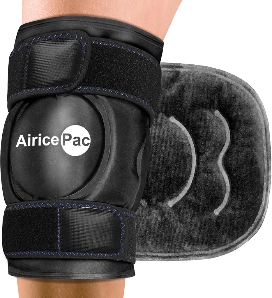 Ispakke for kne smertelindring, Reusable Gel Ice Wrap for skadeskader, hevelse, Knee erstatningskirurgi, kald kompressiv terapi for ledgikt, meniscus tear og ACL, svart