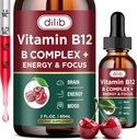 Vitamin B12 Complex 5000 mhg | Vegansk B12 flytende dråper sublingualt kosttilskudd | Metylkobalamin w/Folat, Biotin, vitamin C, B3, B5, B6 og B8 for langvarige energi og sunn metabolisme, 2 fl oz.