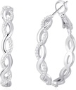Senteria 925 Sterling sølv øredobber Hoops for kvinner lett Twisted Hoop øredobber med Cubic Zirconia Hypoallergenic Hoops øredobber (20/30/40/50/60MM)