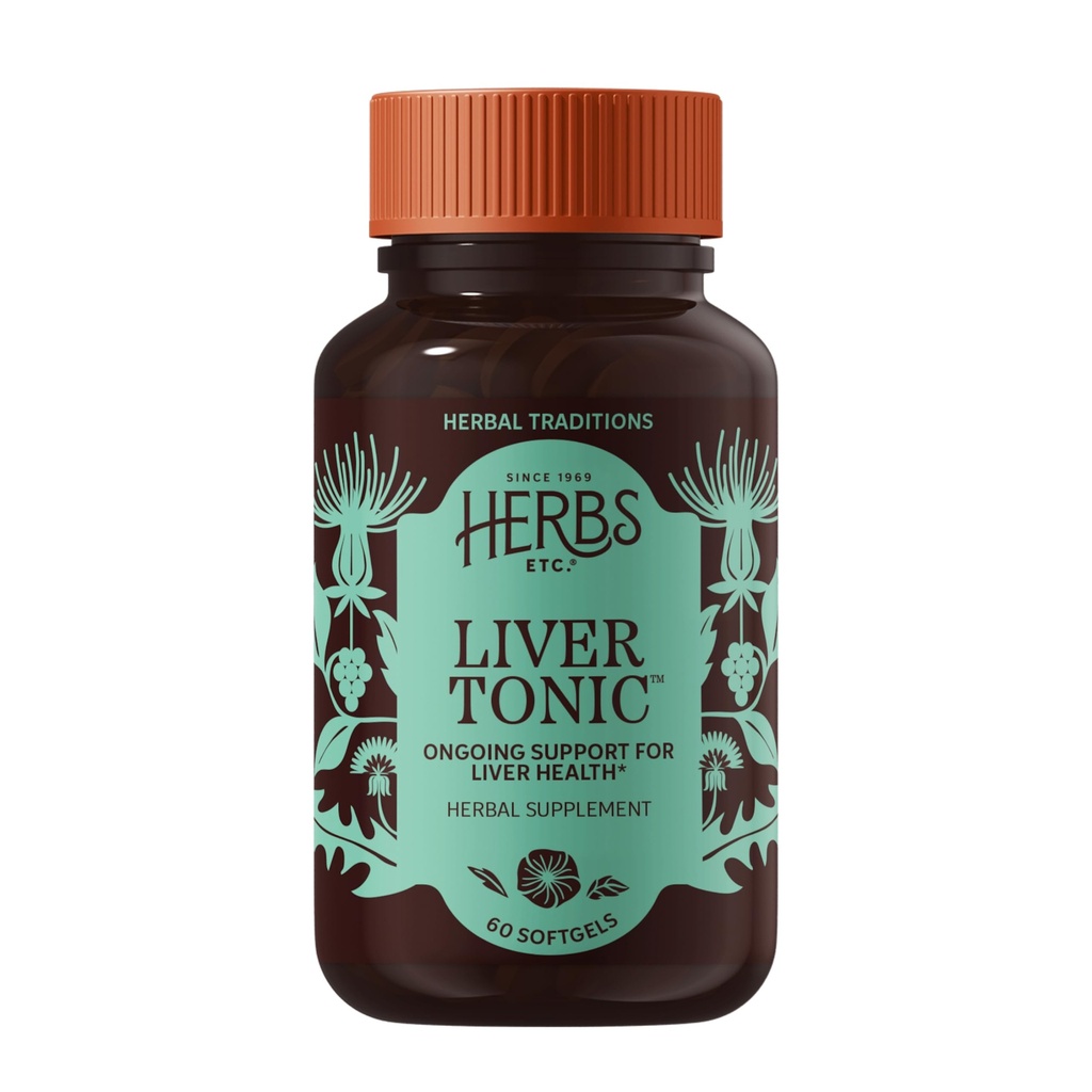 Urter Etc. Liver Tonic - Gallbladder Helse Supplement med herbal formel - Aid Overordnet Liver Helse med Melk Thistle, Schisandra & Oregon Grape - Støtte en sunn lever - 60 Softgels