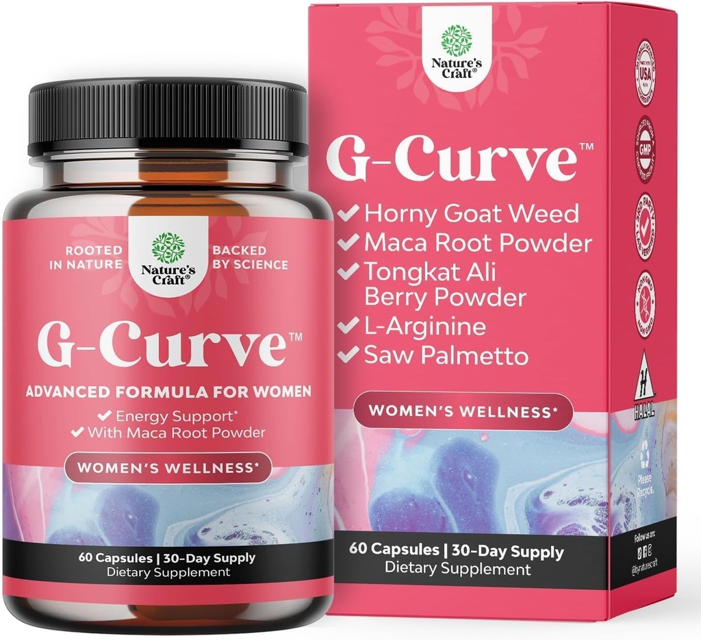 Natures Craft G-Curve Rumpe og brystforbedring piller - Herbal Enhancement kan støtte kroppens Sculpting kurver med Saw Palmetto Extract Horny Goat Weed for kvinner * Resultater Vary 60 Count