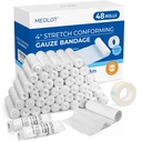 LotFancy Gauze Rolls, 48 Count, 4 tommers x 4.1 Yards, Rolled Gauze Wrap, Konforming Stretch Bandage for sår omsorg, medisinske forsyninger for førstehjelp