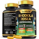 Rhodiola Rosea Supplement - 8in1 Formula - Kombinere med Ashwagandha, Turmeric, Berberine, Maca, Kamille, Grønn Te og Svart Pepper - Næringsrik - 150 Vegan Capsules