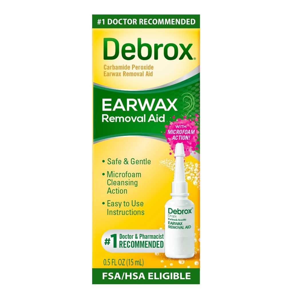 Debrox Ear Wax fjerningsdråper, Gentle Microfoam Ear Wax Remover, 0.5 Fl Oz