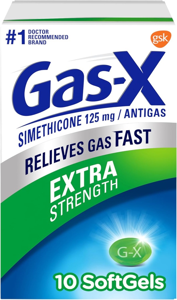 Gass-X ekstra styrke gass relief Softgels med simetikon 125 mg - 10 greve