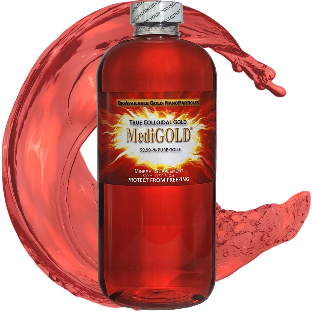 Medigold® True Colloidal Gull AUNP Næringstilskudd - 500 ml i klar plastflaske