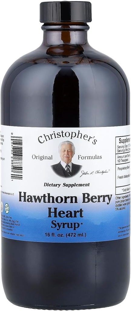 Christophers opprinnelige Formeler Hawthorn Berry hjerte Syrup - 16 fl oz | Naturlig herbal blanding for generelle velvære